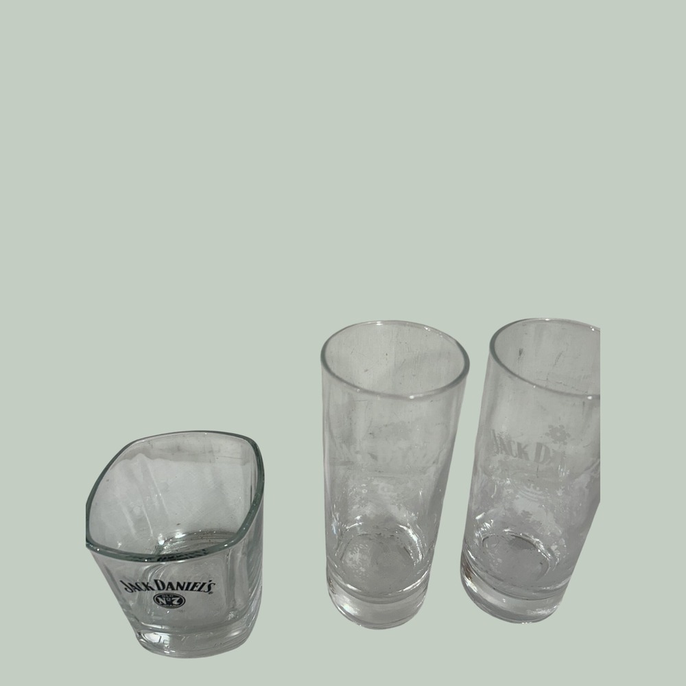Jack Daniels Glassware Set 3pc Clear Etched Snowflake Highball Rocks Unisex